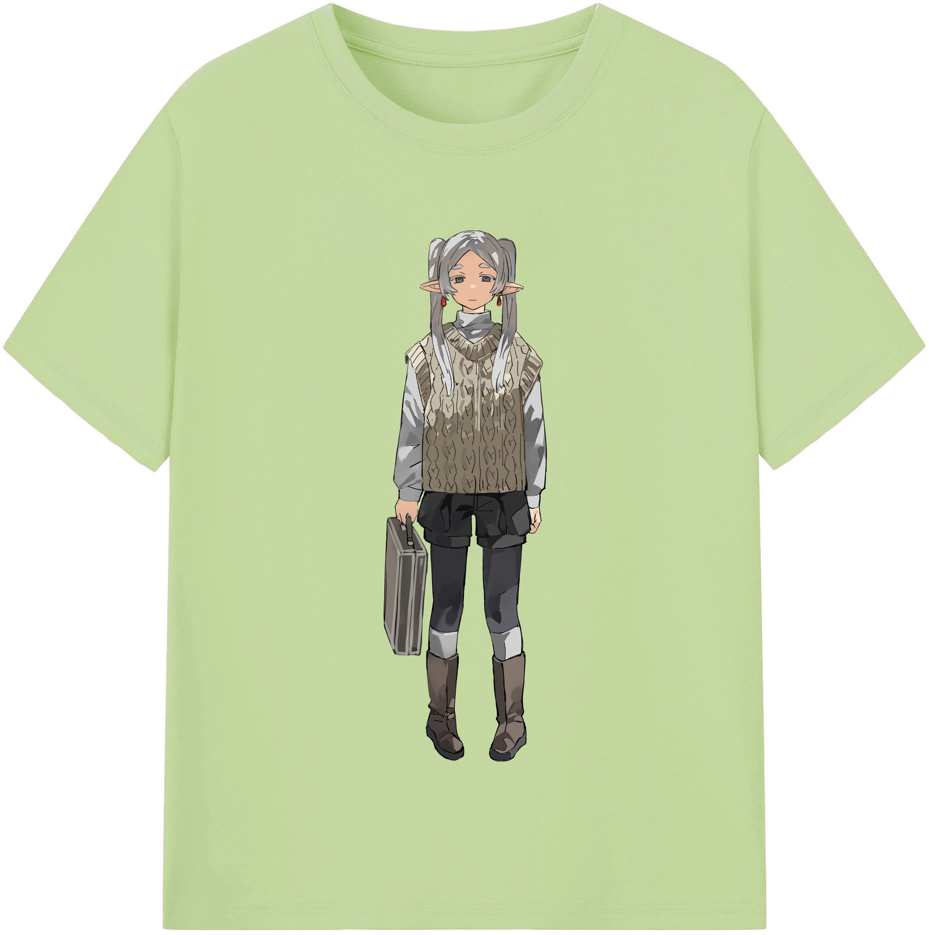 （画像用） 葬送のフリーレン Frieren 綿100％半袖Tシャツ（フロントプリント）